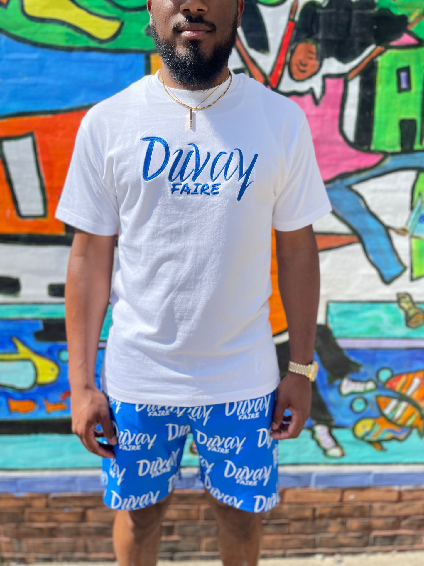 Blue & White “Summer Romance” Shorts