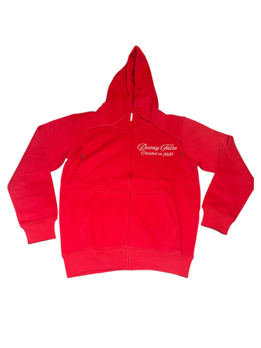 Red “Signature” Zip-up Hoodie