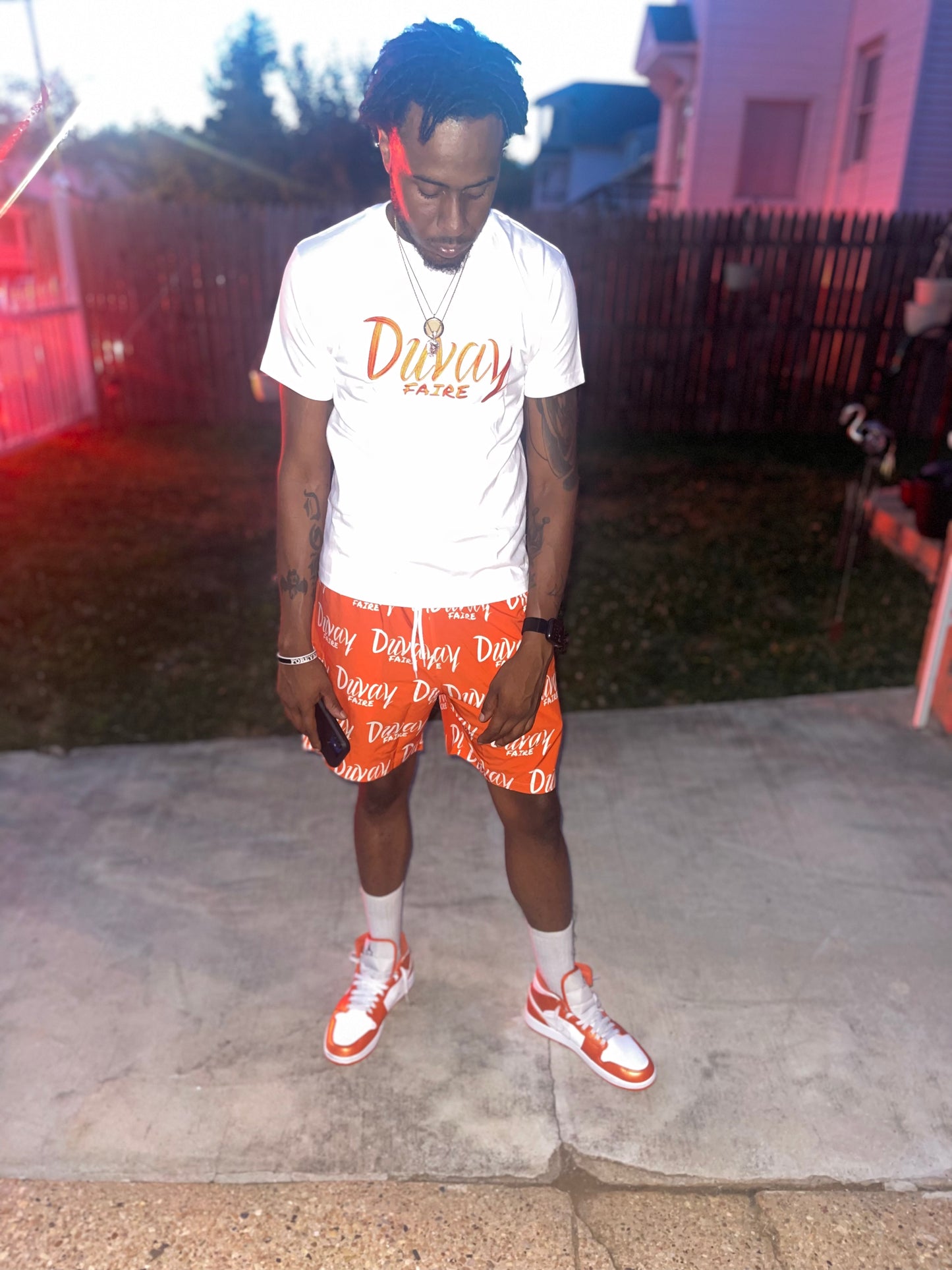 Orange & White “Summer Romance” Shorts